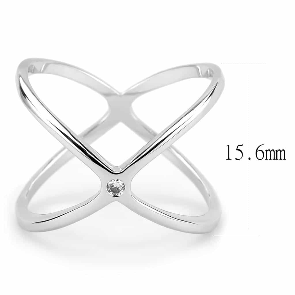 Brass CZ Solitaire X-Cross Open Ring | The Stainless Jewelry view 8
