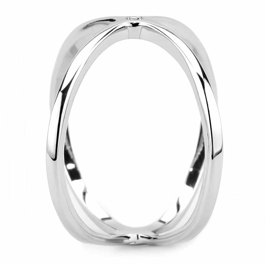 Brass CZ Solitaire X-Cross Open Ring | The Stainless Jewelry view 10