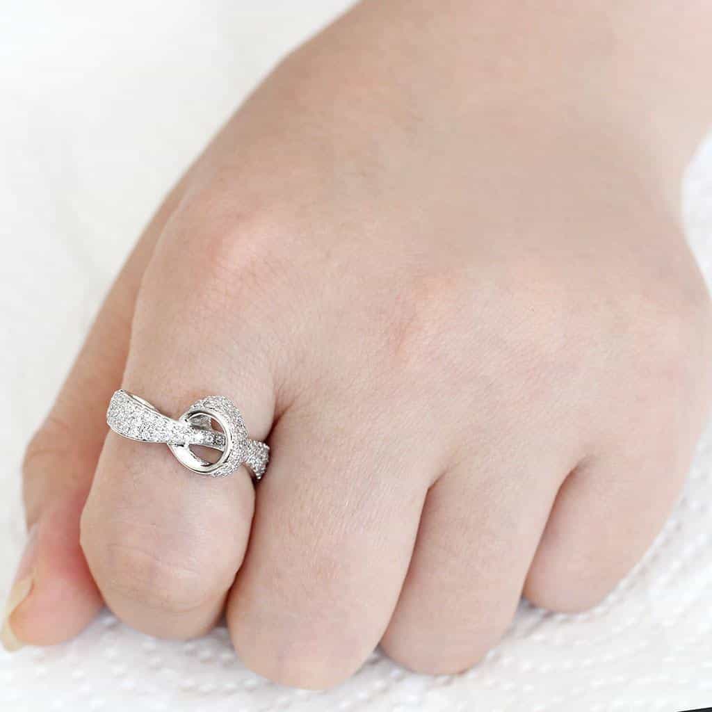 Brass CZ Pavé Twisted Knot Wide Ring | The Stainless Jewelry view 2