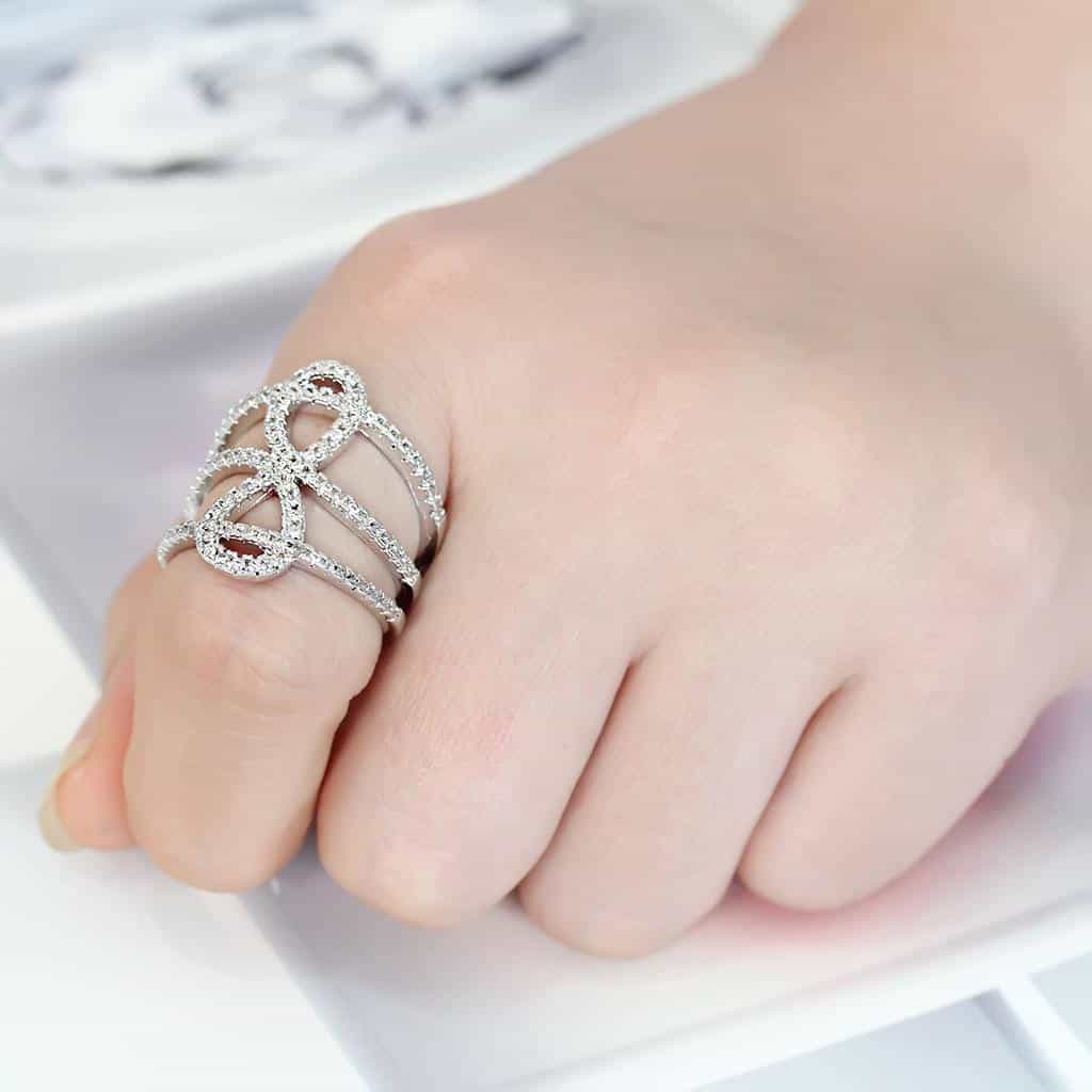 Brass CZ Interlocking Loop Celtic Wide Ring view 7