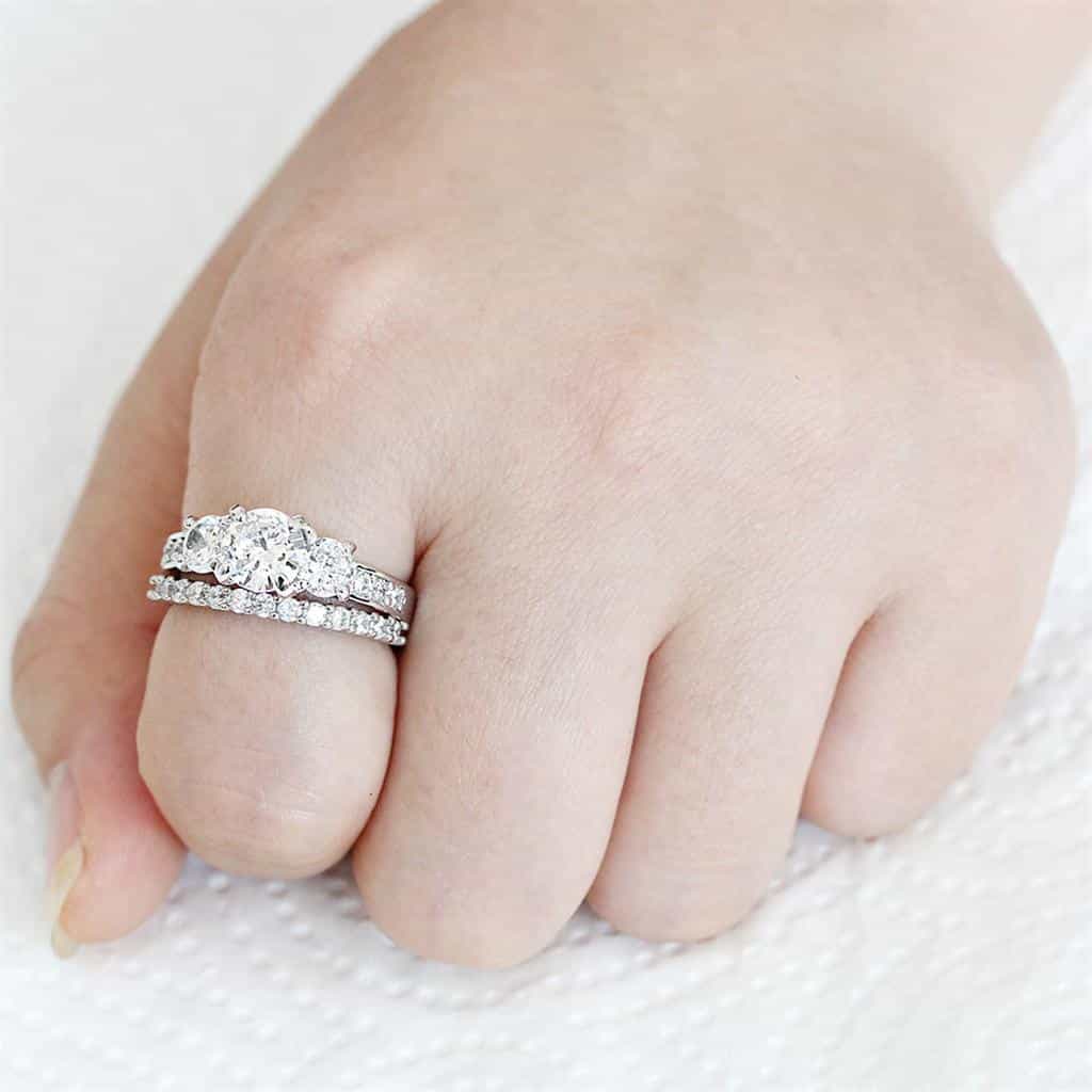 Brass CZ Round Solitaire Crown Bridal Ring view 7