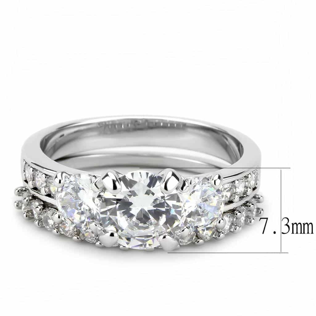 Brass CZ Round Solitaire Crown Bridal Ring view 3