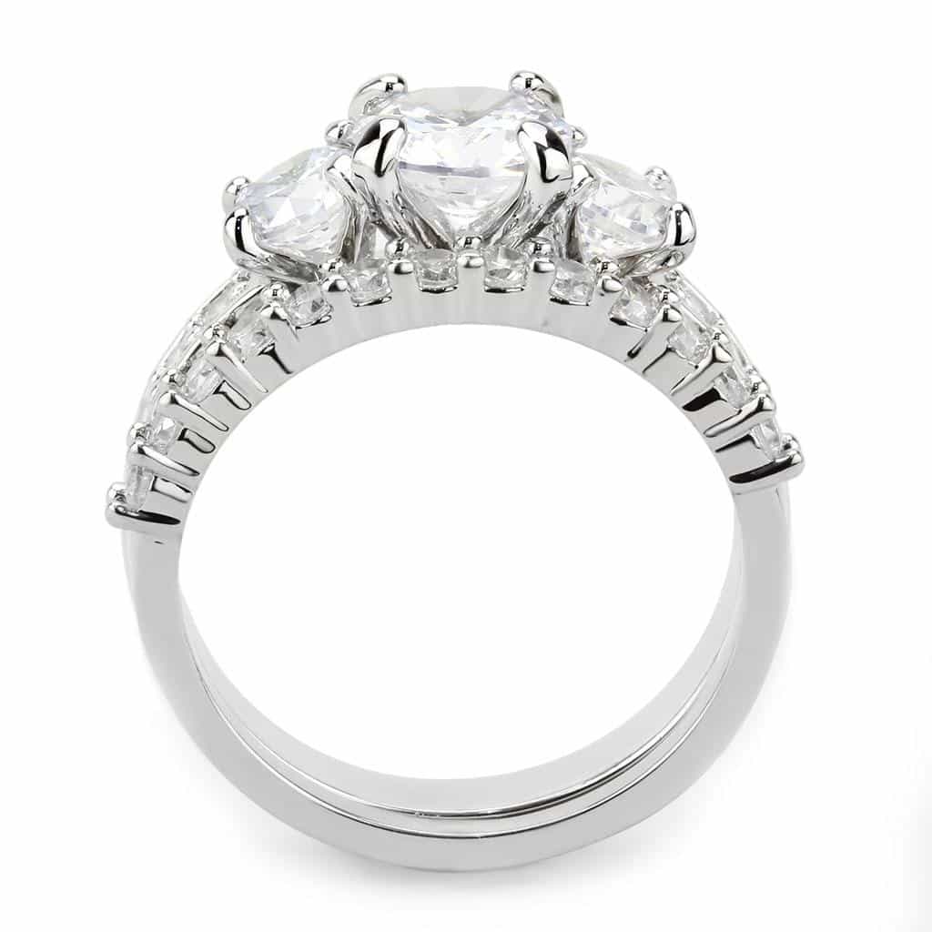 Brass CZ Round Solitaire Crown Bridal Ring view 9
