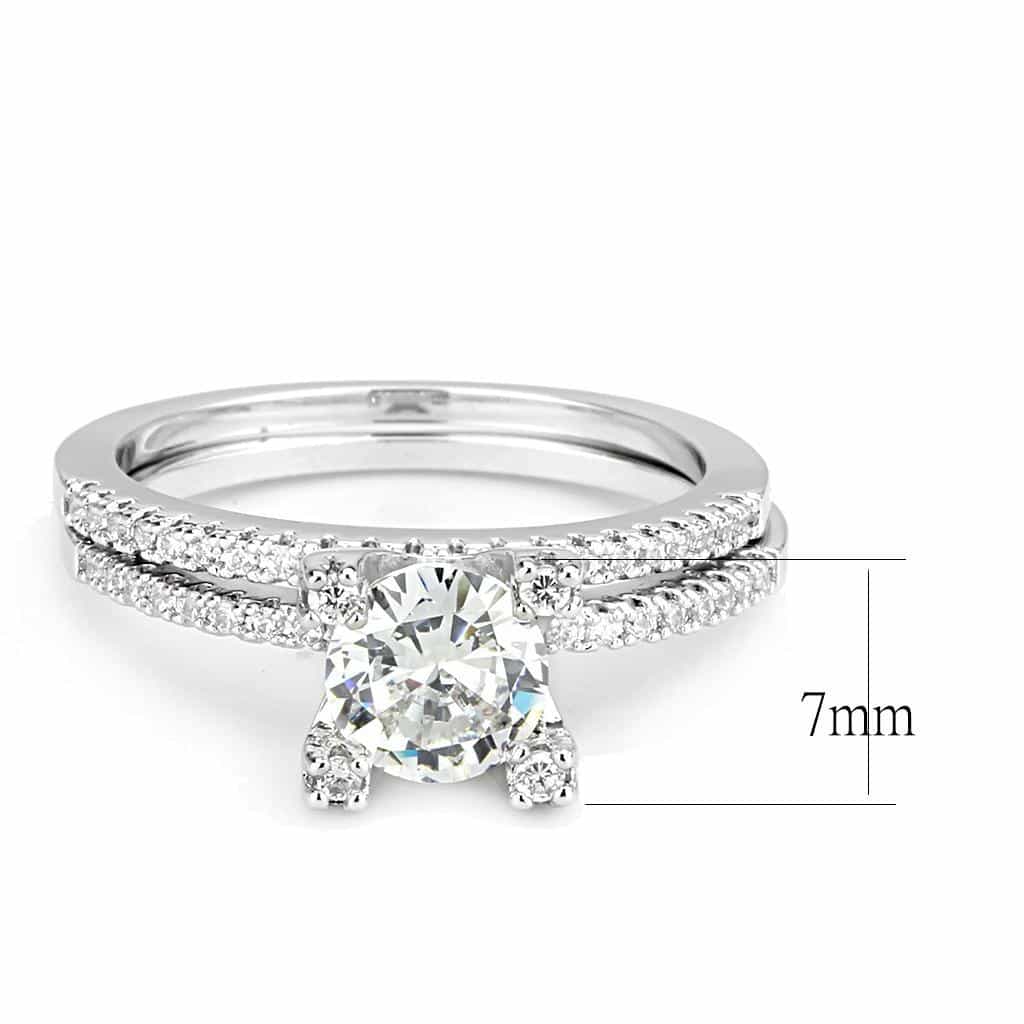 Brass CZ Pear Solitaire Pavé Bridal Ring | The Stainless Jewelry view 2