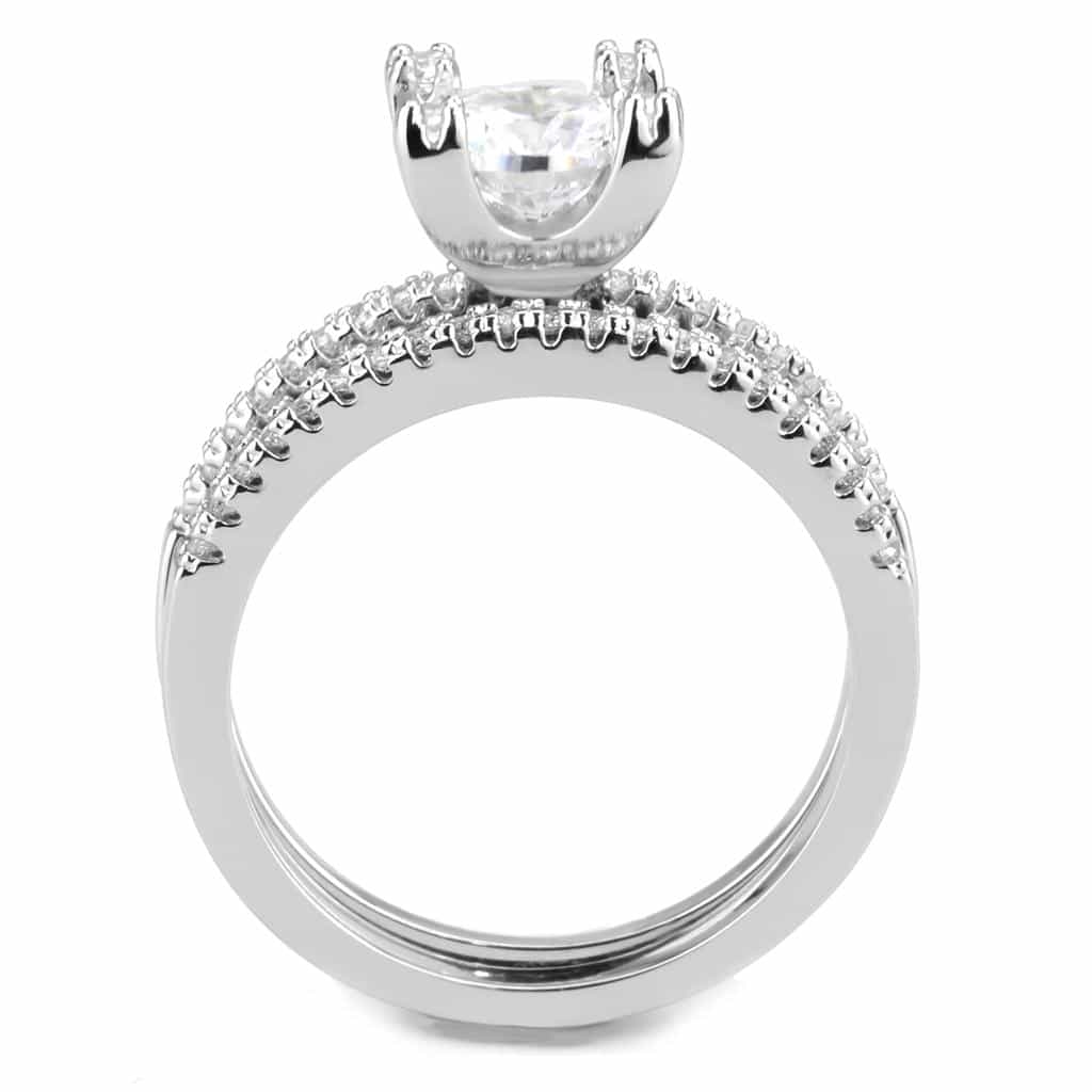 Brass CZ Pear Solitaire Pavé Bridal Ring | The Stainless Jewelry view 8