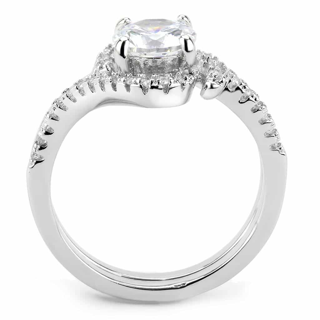 Brass CZ Round Bypass Swirl Pavé Bridal Ring view 9