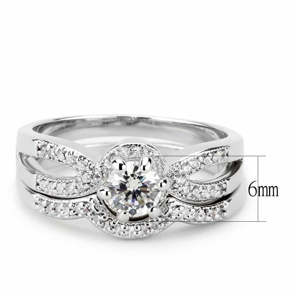 Brass CZ Round Ribbon Bow Pavé Bridal Ring view 3