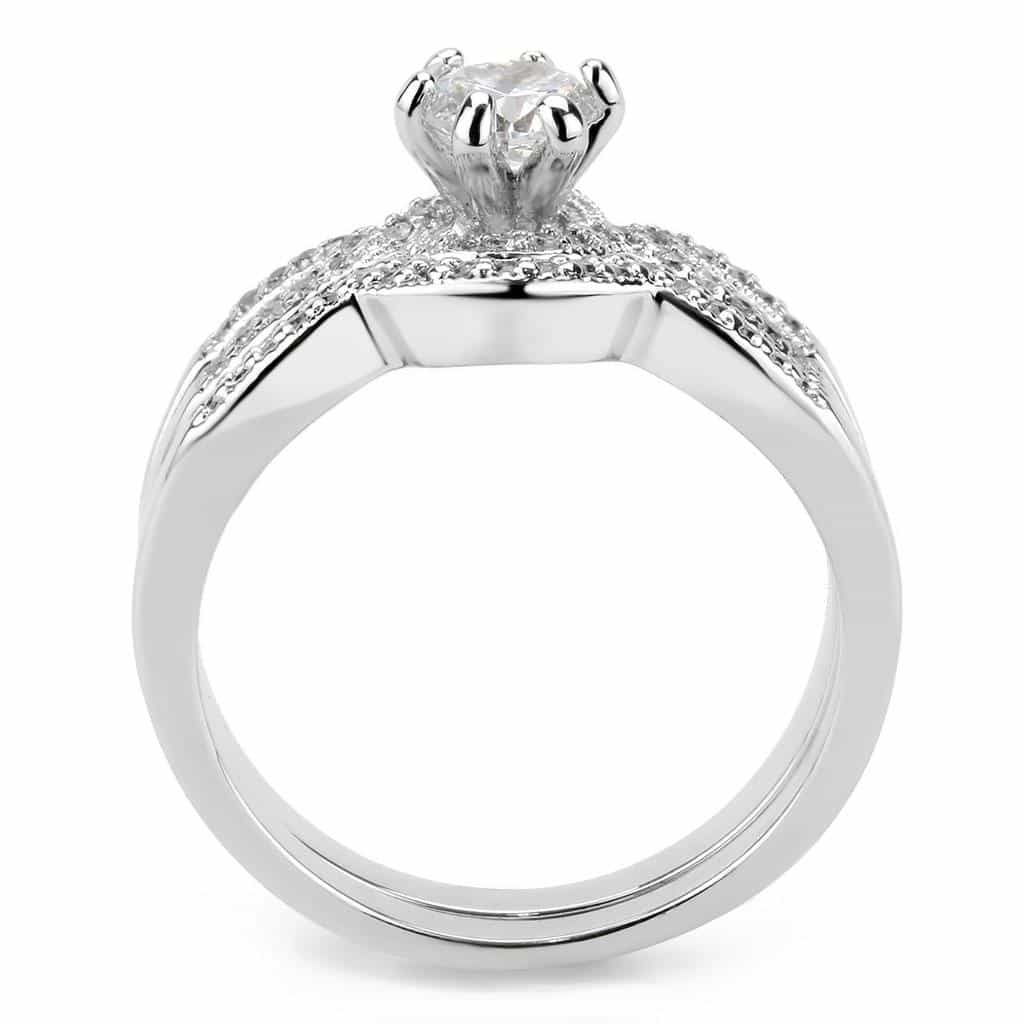 Brass CZ Round Ribbon Bow Pavé Bridal Ring view 9
