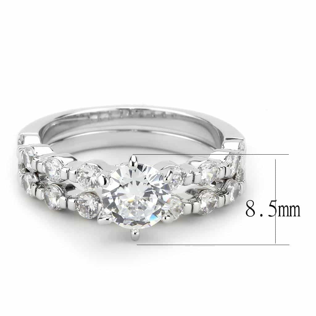 Brass CZ Round Solitaire Cluster Band Bridal Ring view 8