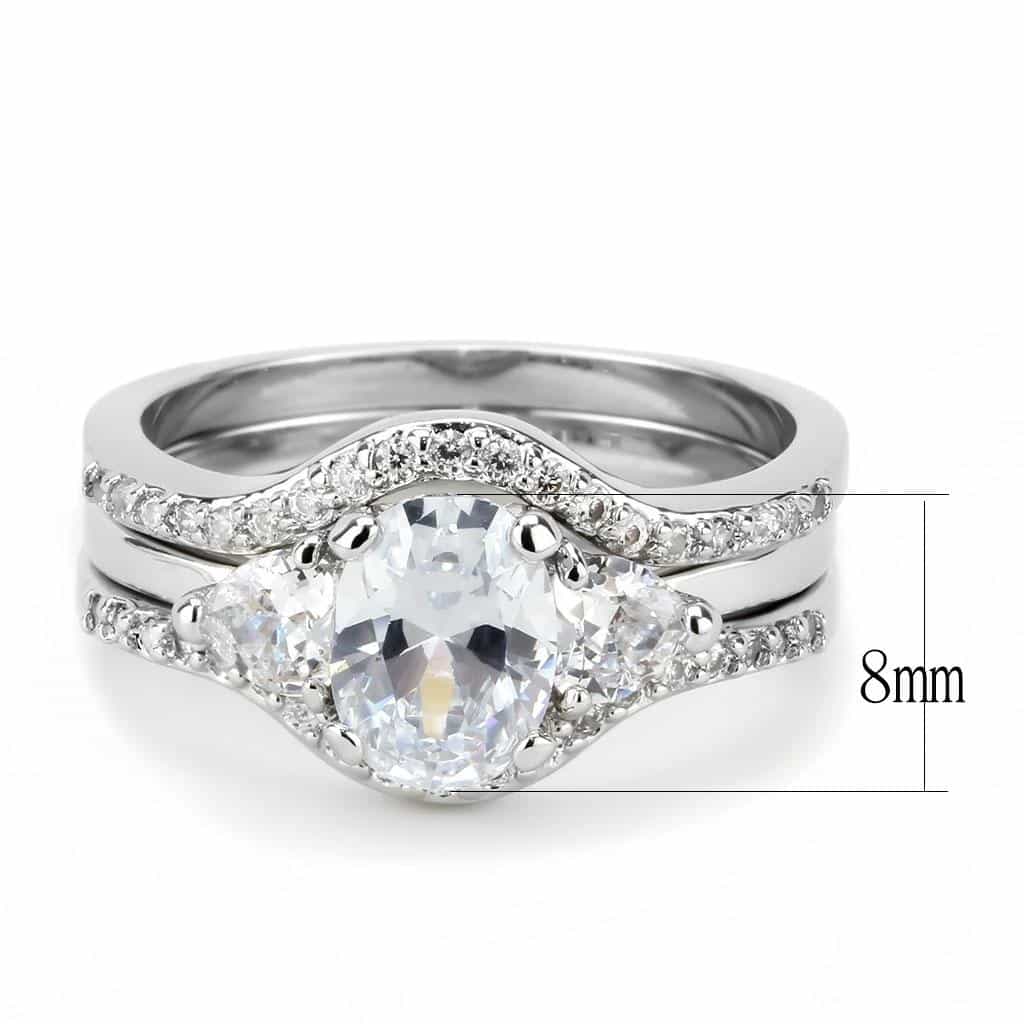 Brass CZ Round Pear Bypass Pavé Bridal Ring view 8