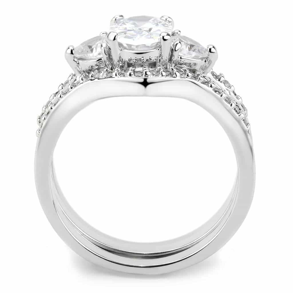 Brass CZ Round Pear Bypass Pavé Bridal Ring view 9