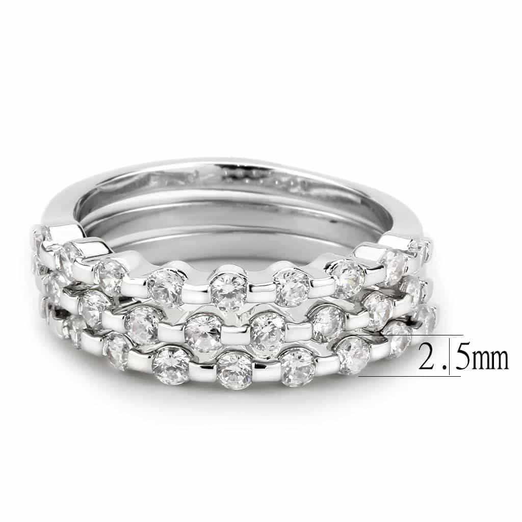 Brass CZ Triple Row Cluster Band Ring | The Stainless Jewelry view 3