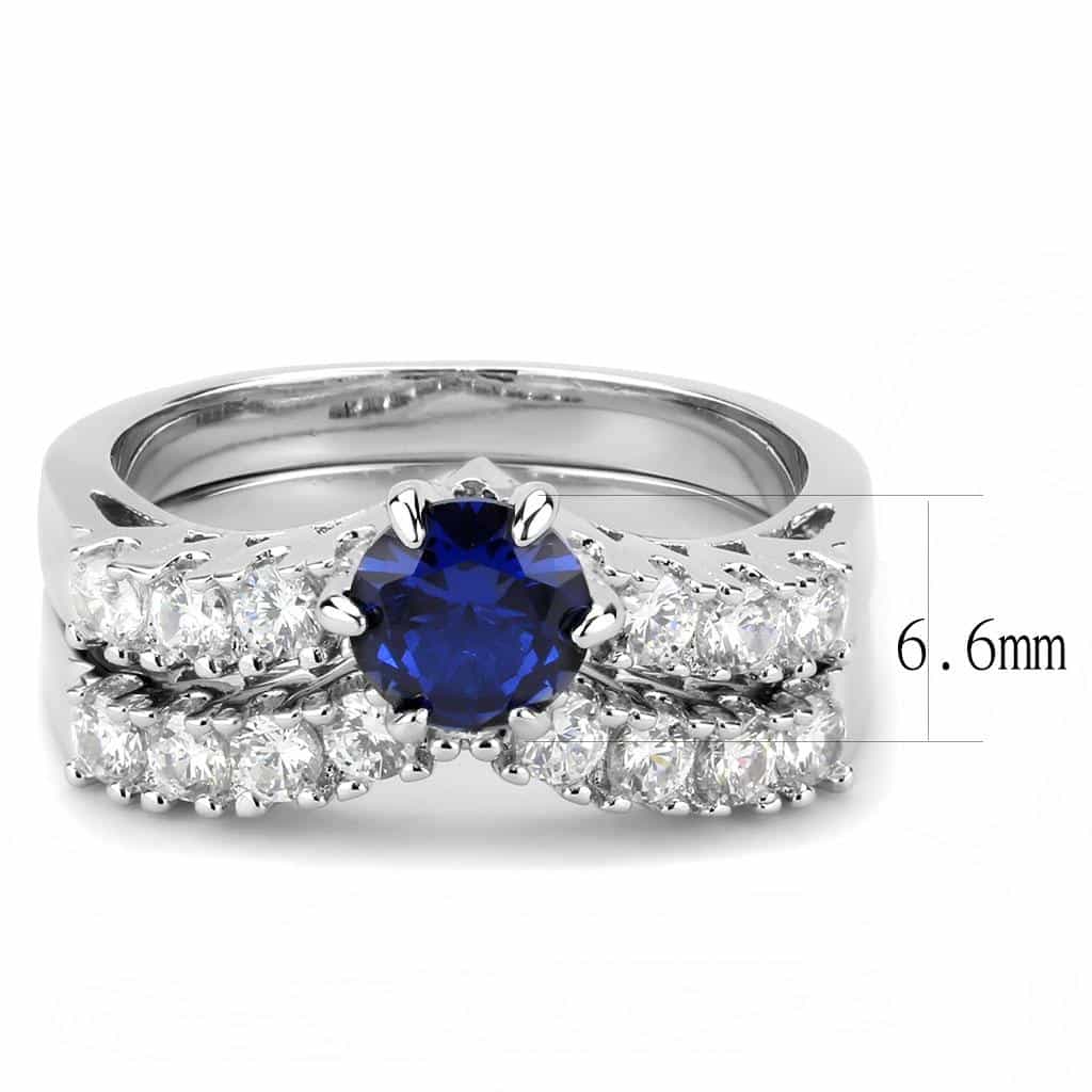 Brass Sapphire Round Solitaire Cluster Bridal Ring view 8