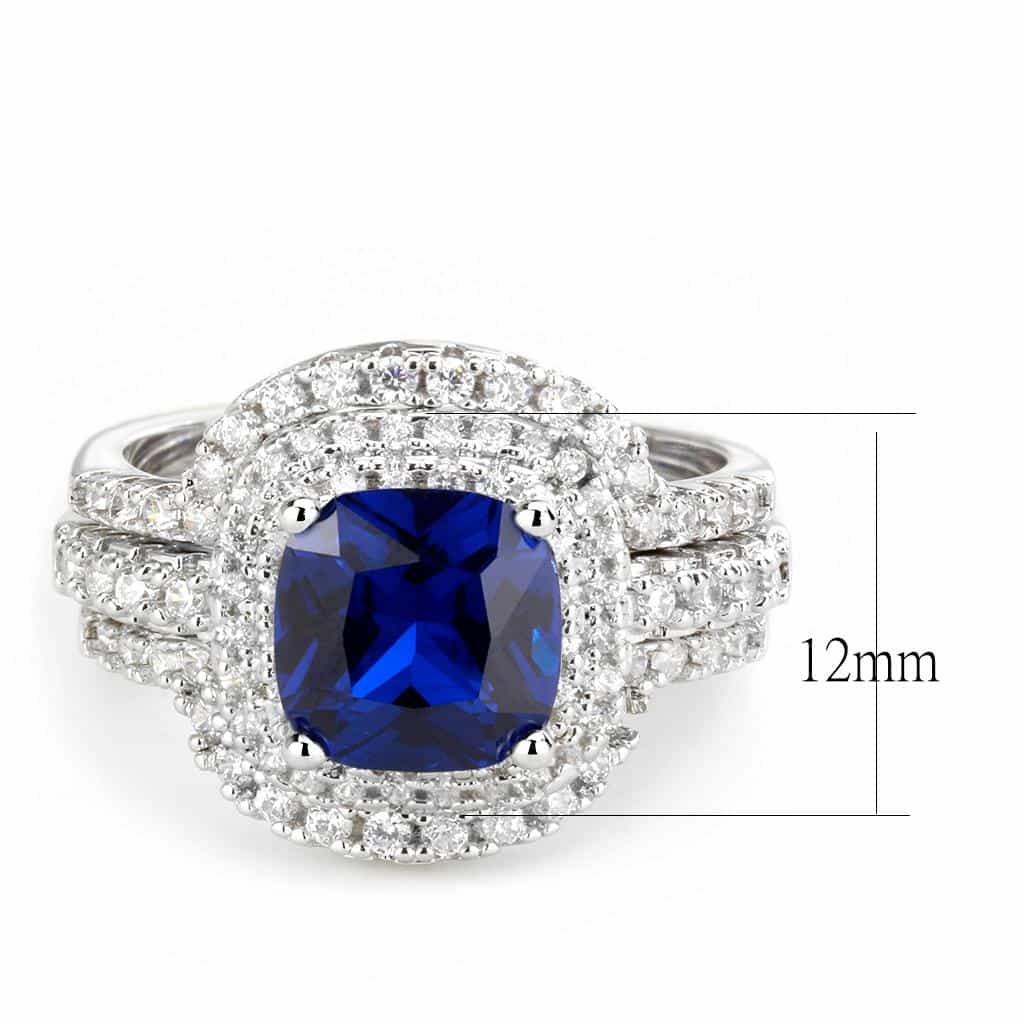 Brass Sapphire Cushion Double Halo Bridal Ring view 7