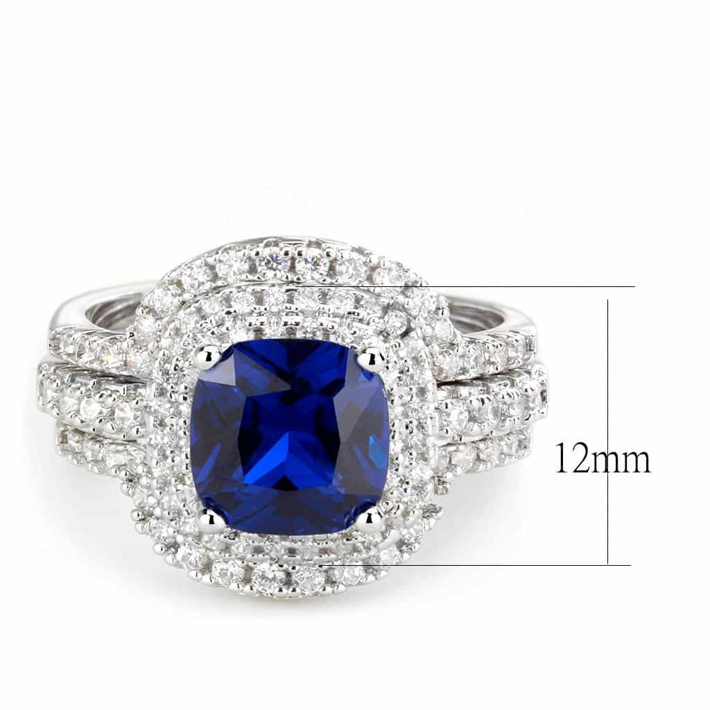 Brass Sapphire Cushion Double Halo Bridal Ring view 2