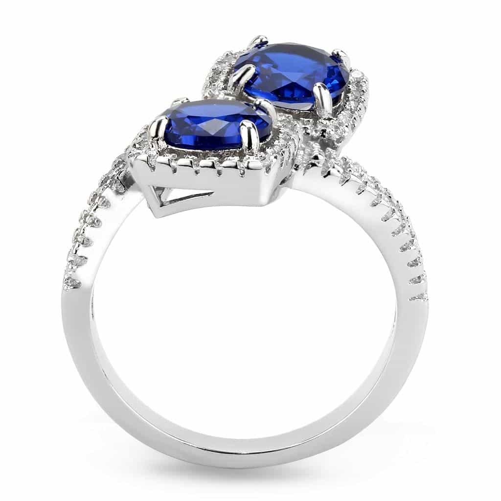 Brass Sapphire Round X-Cross Pavé Ring | The Stainless Jewelry view 9