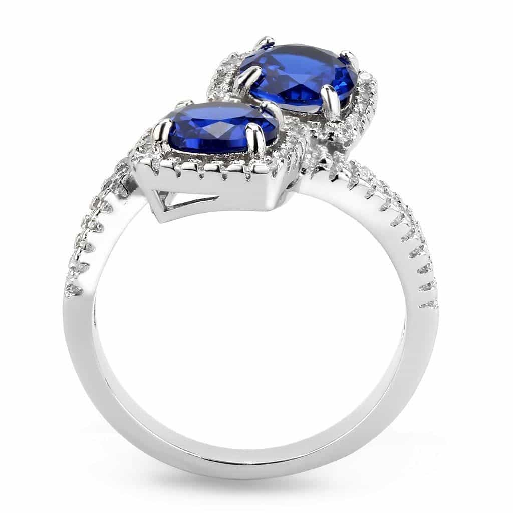 Brass Sapphire Round X-Cross Pavé Ring | The Stainless Jewelry view 4