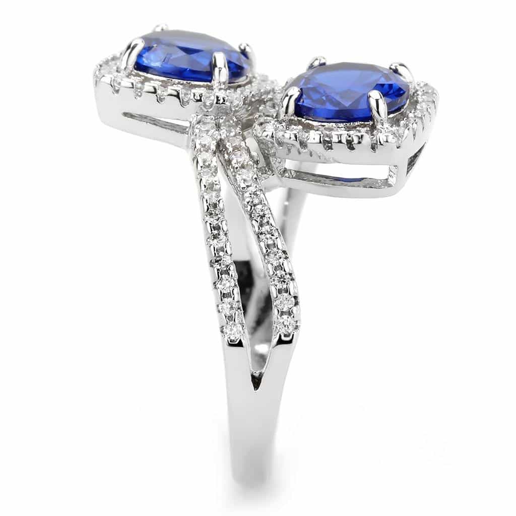 Brass Sapphire Round X-Cross Pavé Ring | The Stainless Jewelry view 10