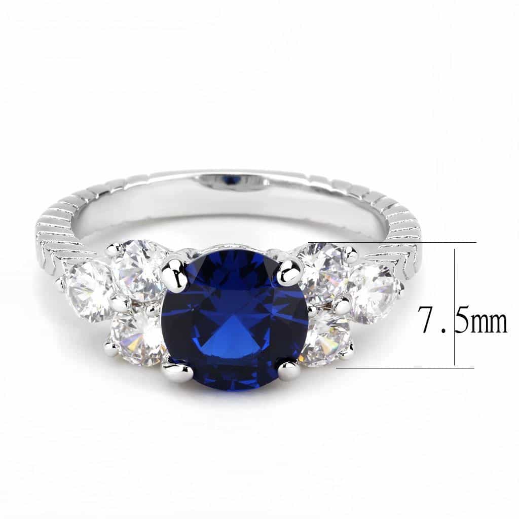 Brass Sapphire Oval Three-Stone Pavé Ring | The Stainless Jewelry view 3