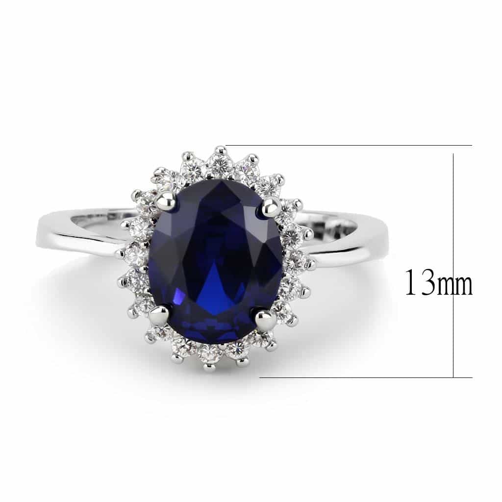 Brass Sapphire Oval Sunburst Halo Ring | The Stainless Jewelry view 8