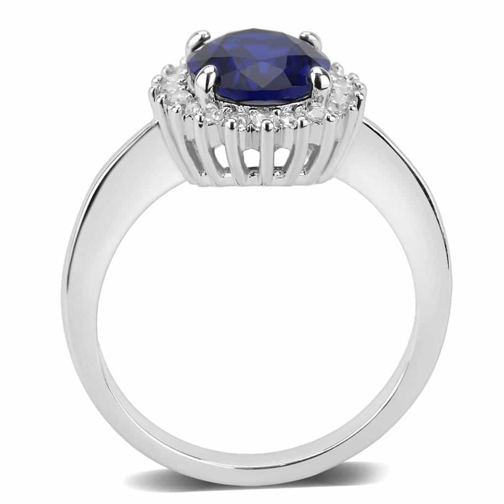 Brass Sapphire Oval Sunburst Halo Ring | The Stainless Jewelry view 4