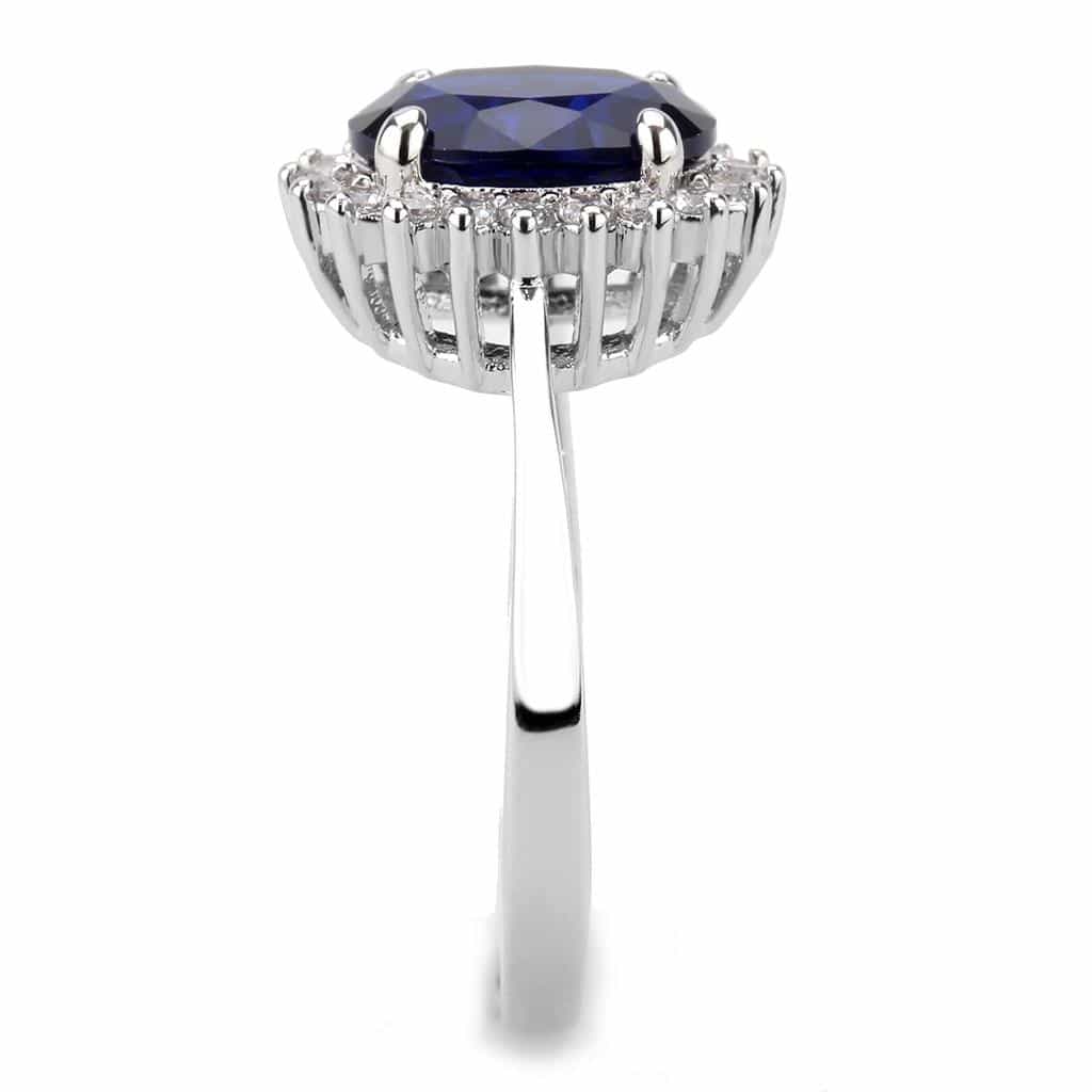 Brass Sapphire Oval Sunburst Halo Ring | The Stainless Jewelry view 10