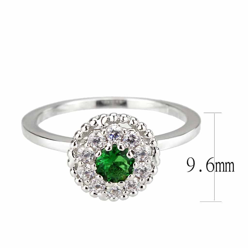 Brass Emerald Round Double Halo Ring | The Stainless Jewelry view 7