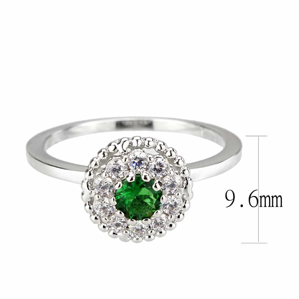 Brass Emerald Round Double Halo Ring | The Stainless Jewelry view 2