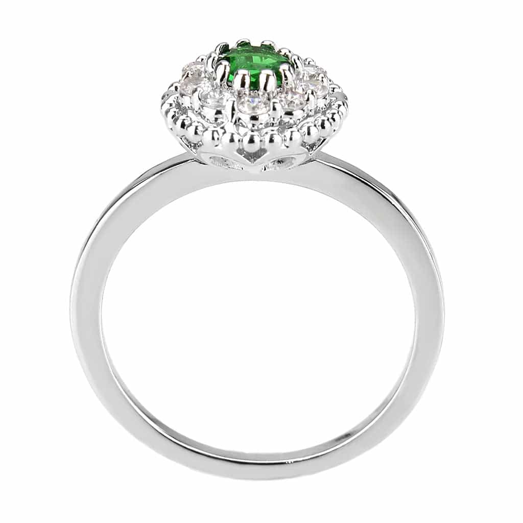 Brass Emerald Round Double Halo Ring | The Stainless Jewelry view 8