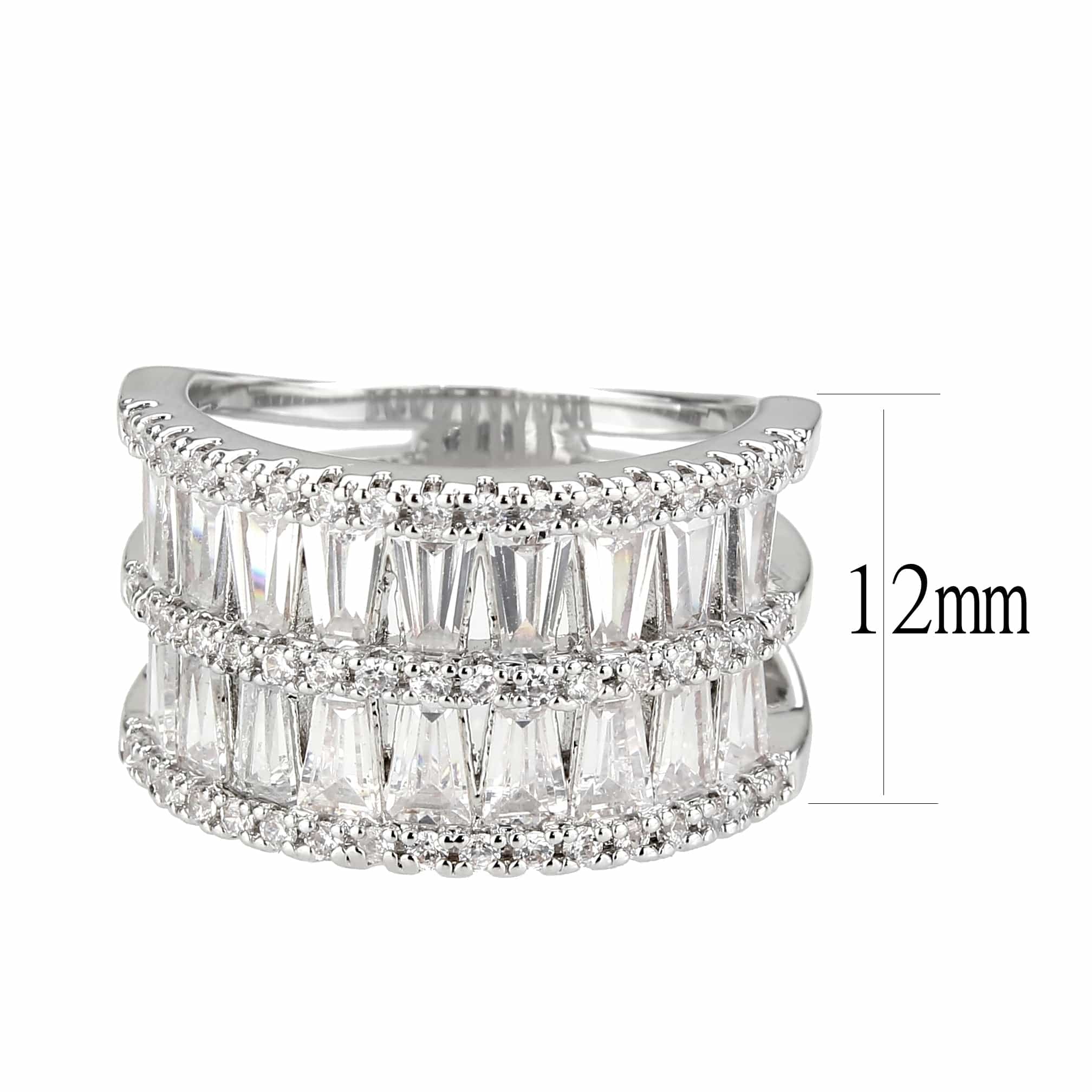 Brass CZ Baguette Multi-Row Wide Ring | The Stainless Jewelry view 7