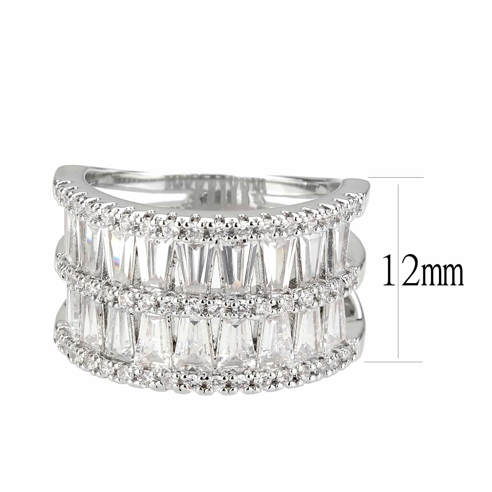 Brass CZ Baguette Multi-Row Wide Ring | The Stainless Jewelry view 2
