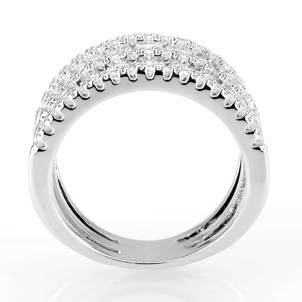 Brass CZ Baguette Multi-Row Wide Ring | The Stainless Jewelry view 8
