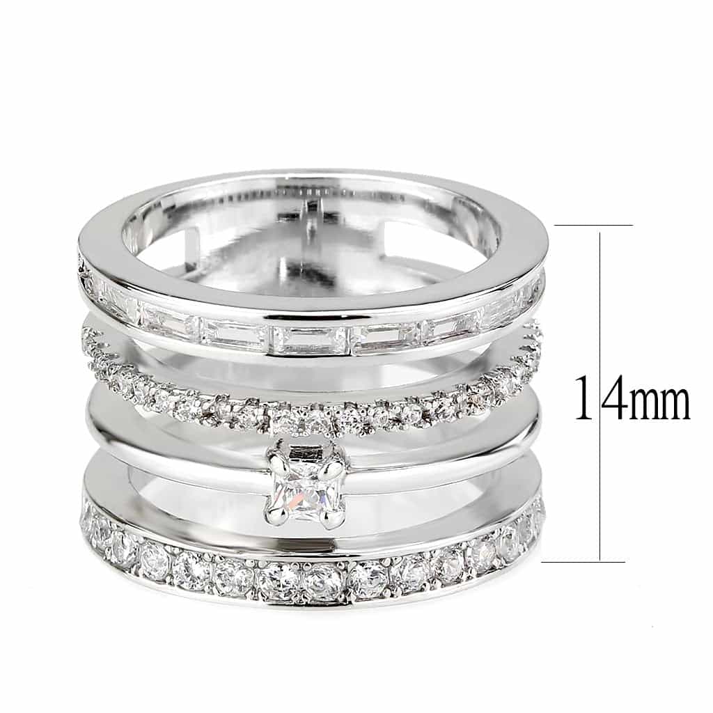 Brass CZ Multi-Row Pavé Crossover Wide Ring view 2