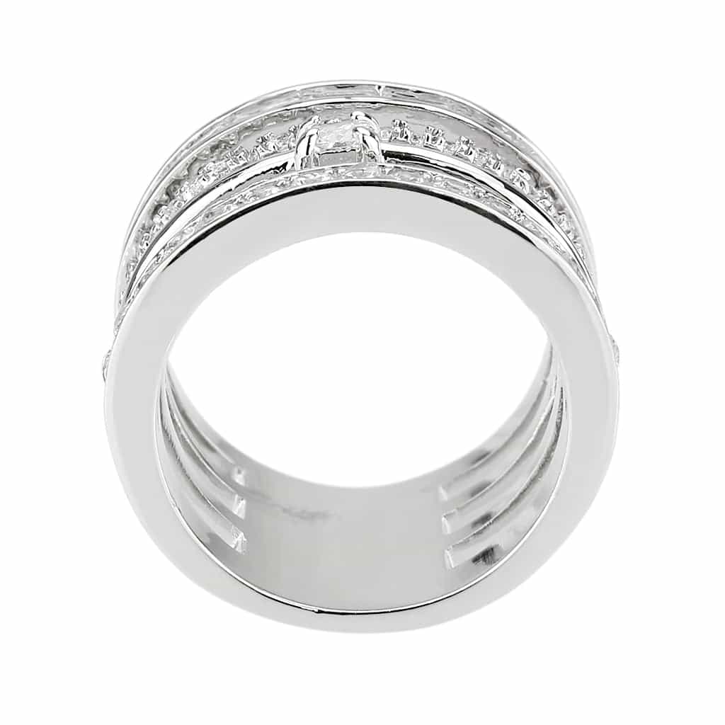 Brass CZ Multi-Row Pavé Crossover Wide Ring view 8