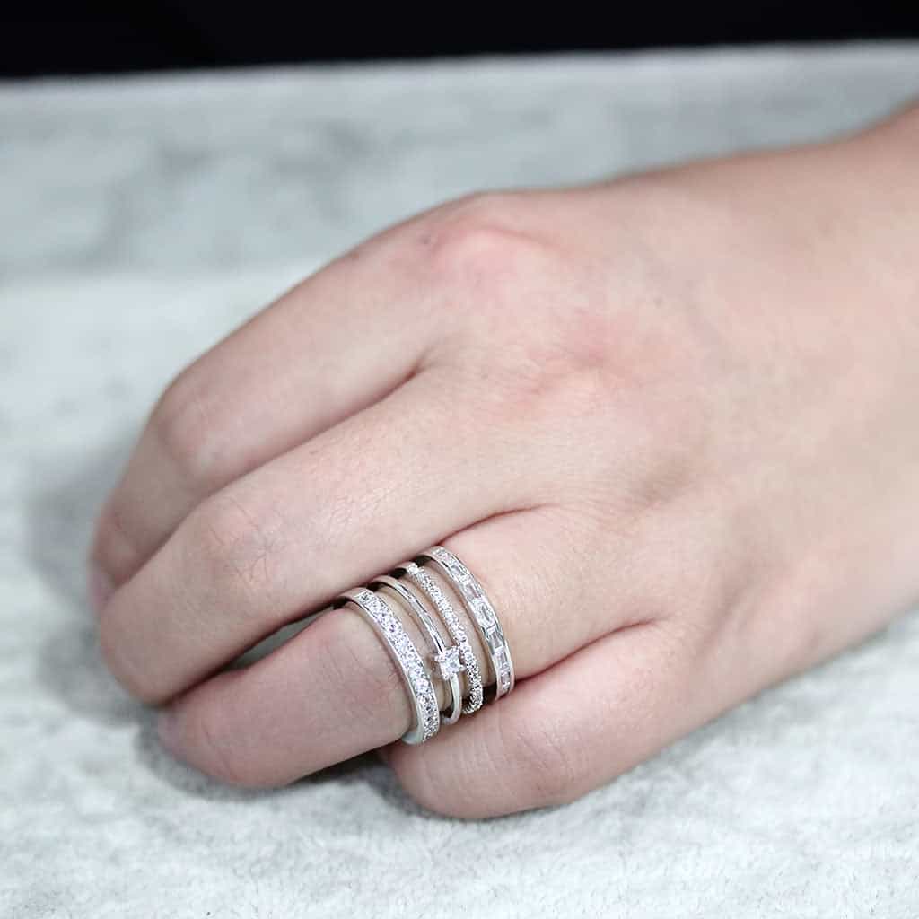 Brass CZ Multi-Row Pavé Crossover Wide Ring view 10