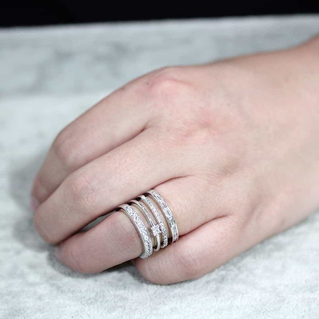 Brass CZ Multi-Row Pavé Crossover Wide Ring view 5
