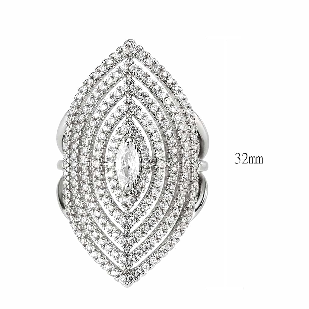 Brass CZ Marquise Eye Multi-Row Pavé Wide Ring view 7