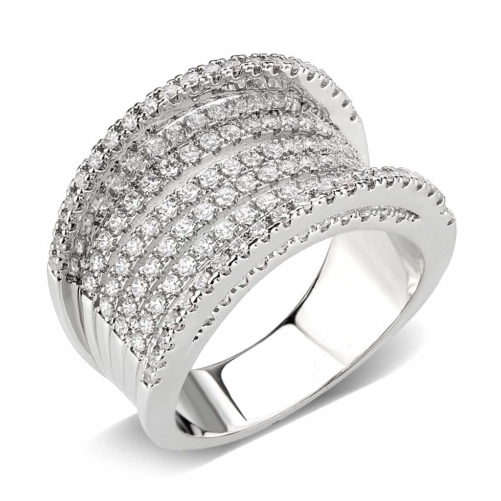 Brass CZ Multi-Row Pavé Dome Wide Ring | The Stainless Jewelry view 6