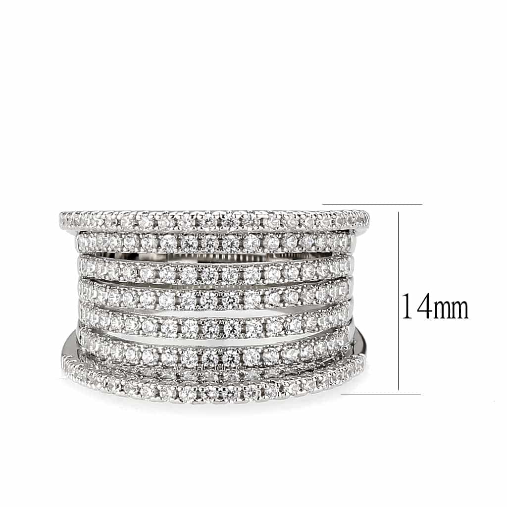 Brass CZ Multi-Row Pavé Dome Wide Ring | The Stainless Jewelry view 7