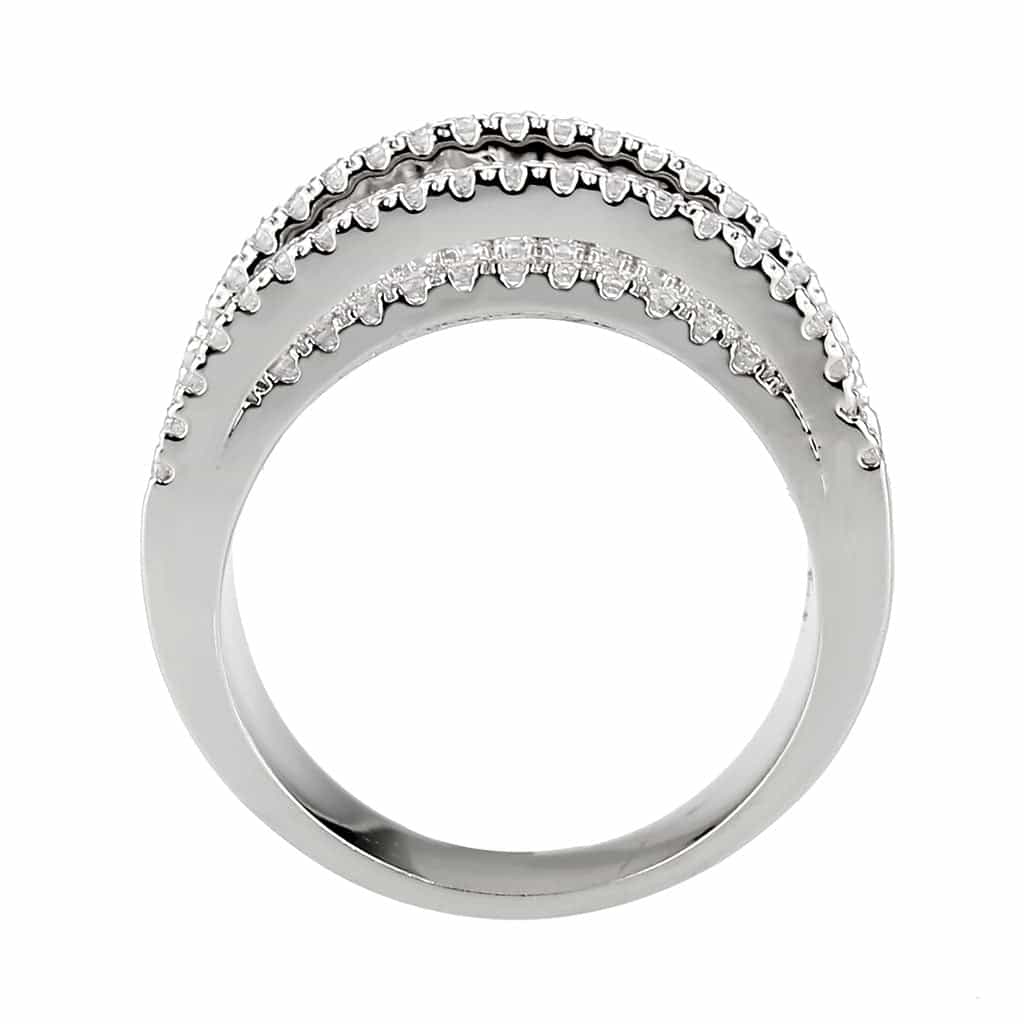 Brass CZ Multi-Row Pavé Dome Wide Ring | The Stainless Jewelry view 8