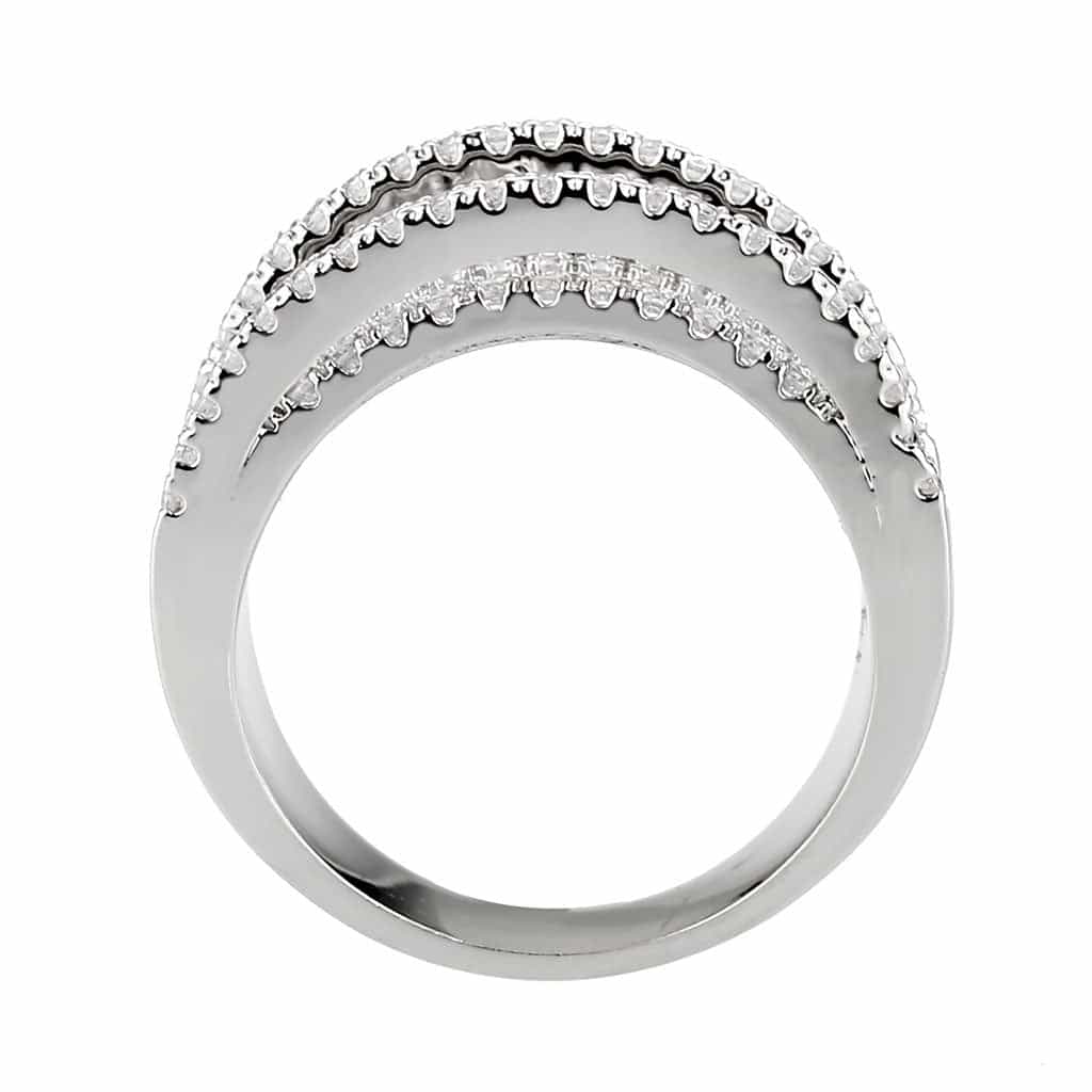 Brass CZ Multi-Row Pavé Dome Wide Ring | The Stainless Jewelry view 3