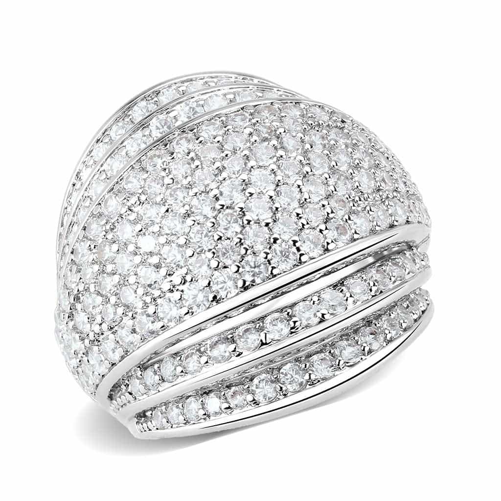 Brass CZ Pavé Dome Split Wide Ring | The Stainless Jewelry view 1