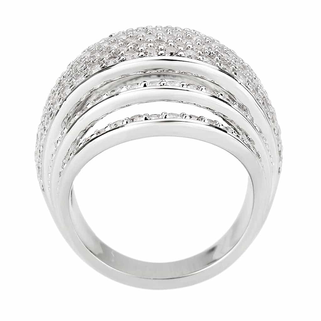 Brass CZ Pavé Dome Split Wide Ring | The Stainless Jewelry view 8