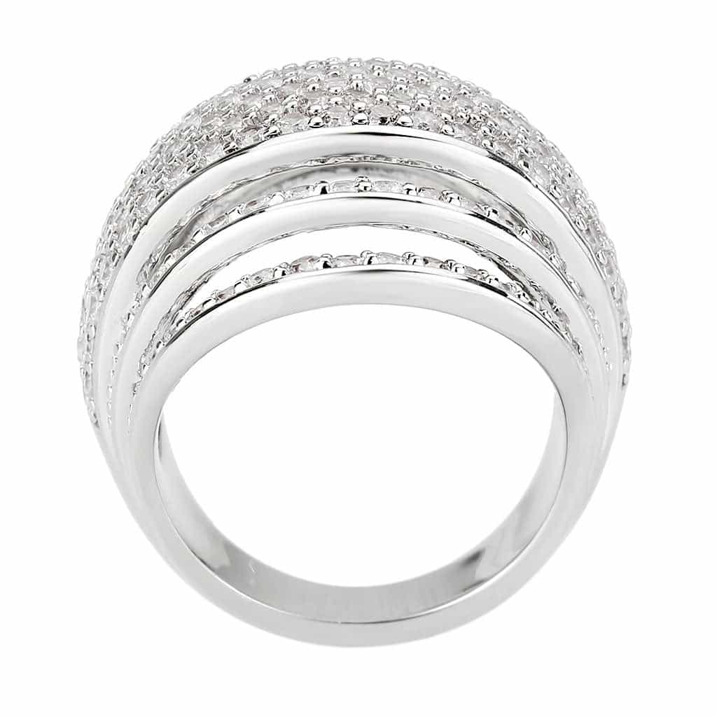 Brass CZ Pavé Dome Split Wide Ring | The Stainless Jewelry view 3