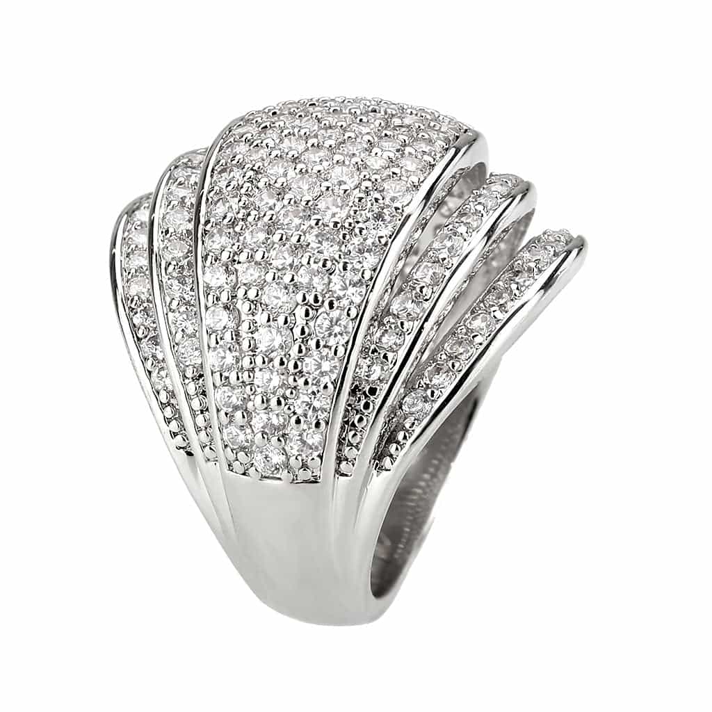 Brass CZ Pavé Dome Split Wide Ring | The Stainless Jewelry view 9