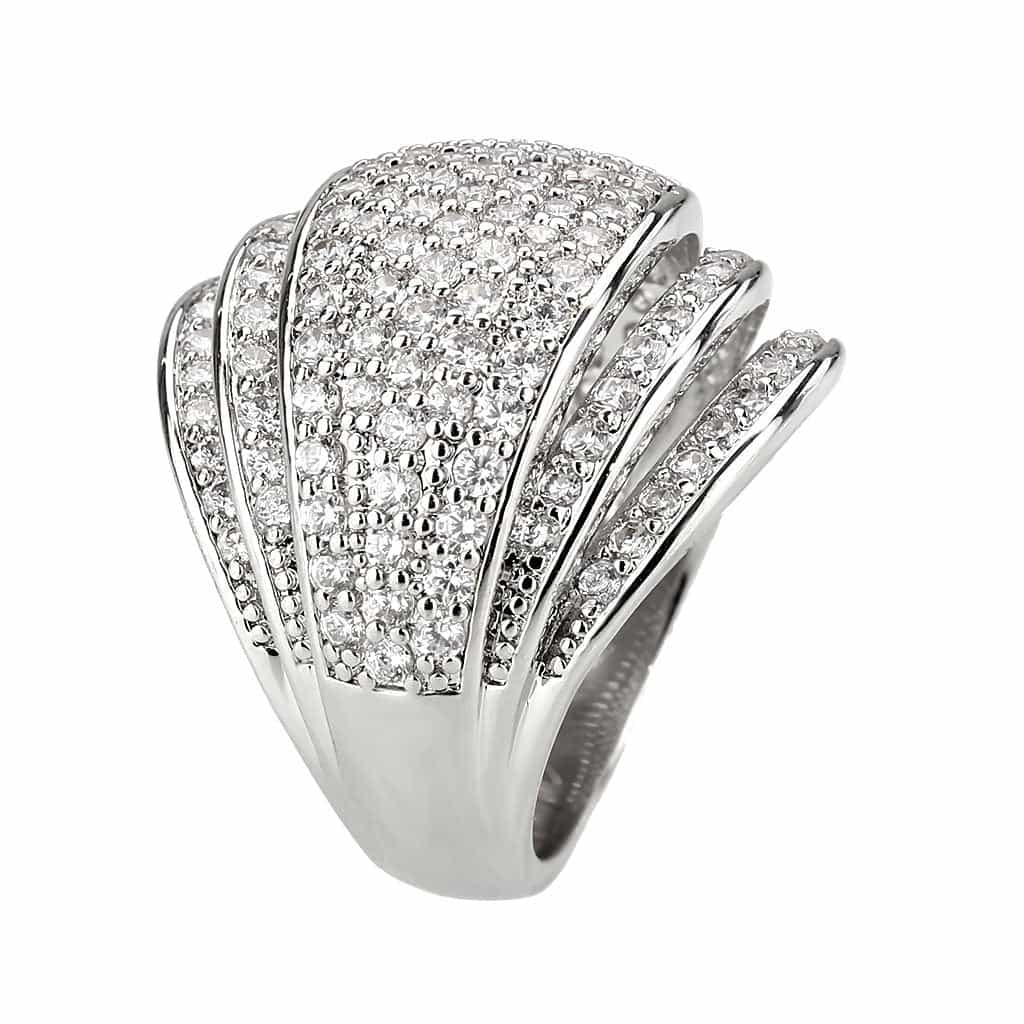 Brass CZ Pavé Dome Split Wide Ring | The Stainless Jewelry view 4