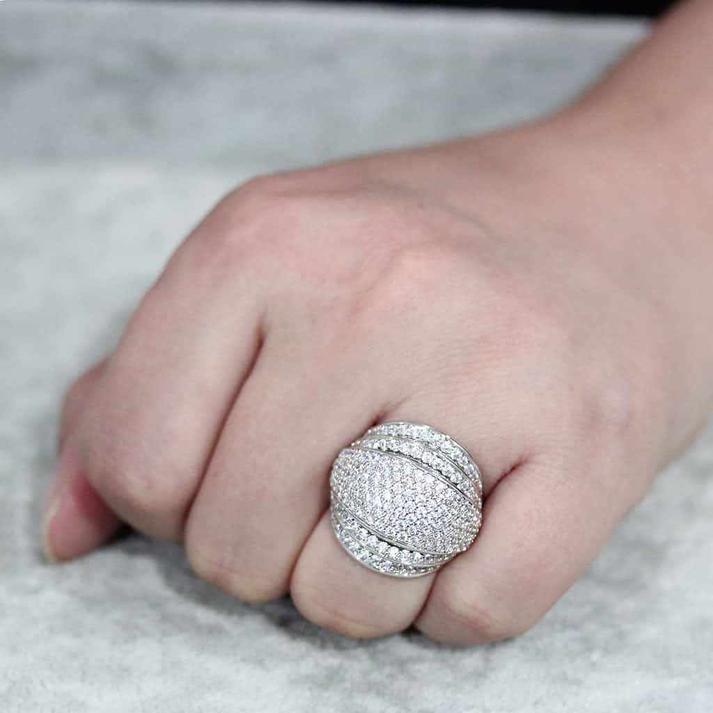 Brass CZ Pavé Dome Split Wide Ring | The Stainless Jewelry view 10
