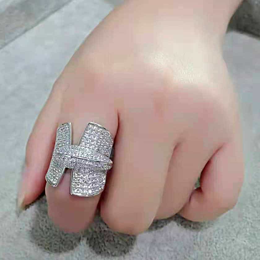 Brass CZ Pavé Woven Knot Wide Ring | The Stainless Jewelry view 12