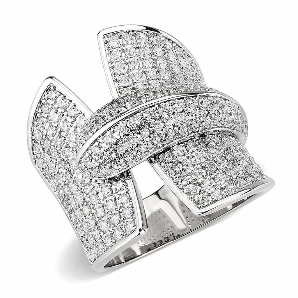Brass CZ Pavé Woven Knot Wide Ring | The Stainless Jewelry view 1