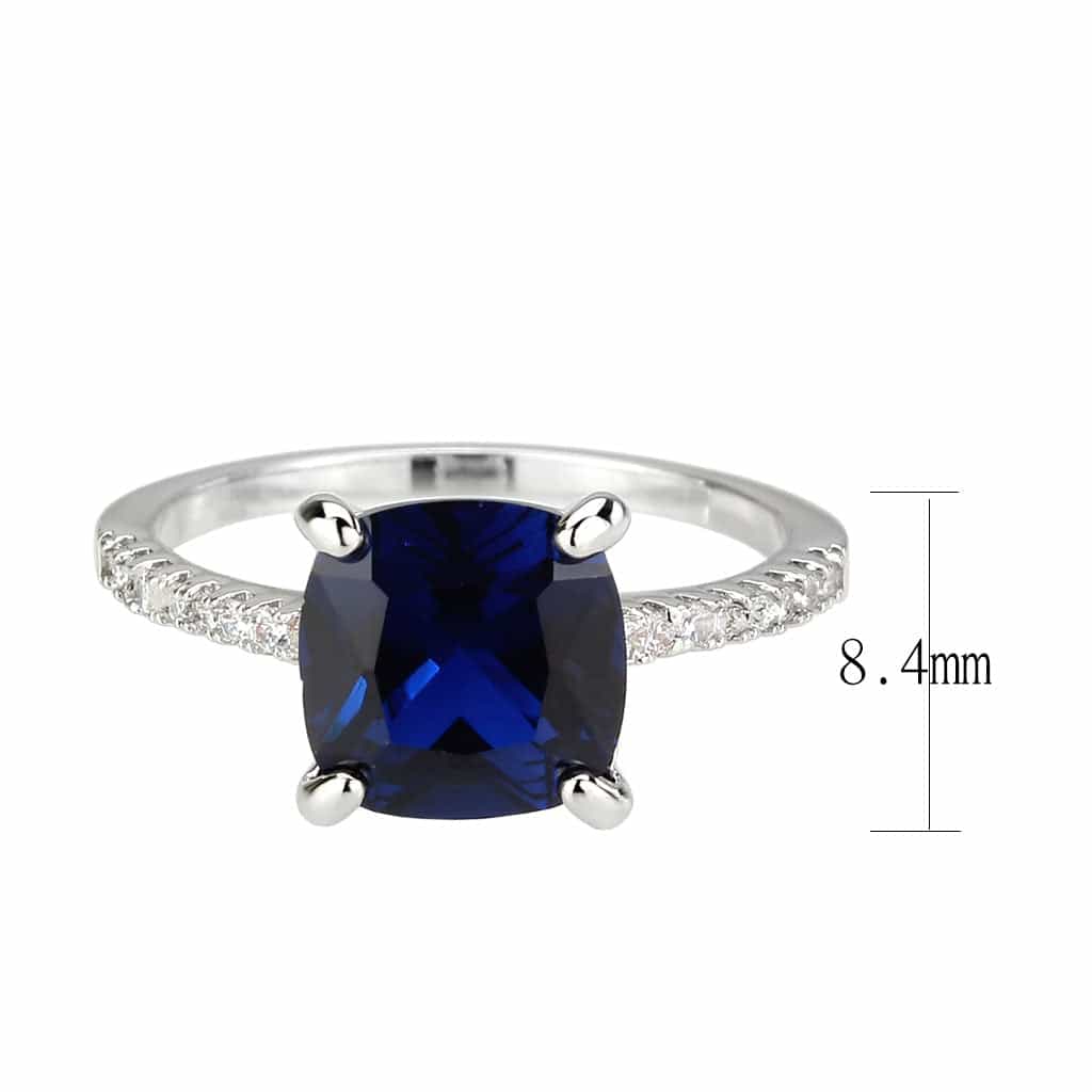 Brass Sapphire Cushion Solitaire Pavé Ring view 7
